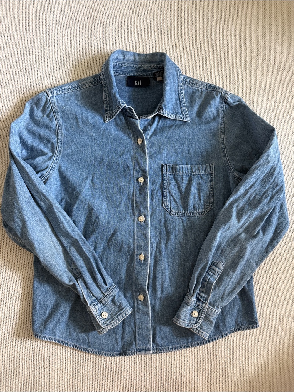 Gap 100% Cotton Denim Button Down Shirt Size XS